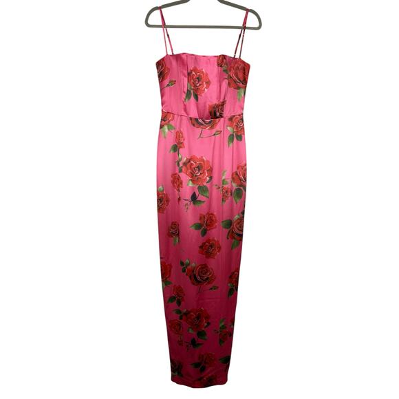 Sau Lee Sofia Maxi Dress Satin Floral Rose Sweetheart Party Prom Formal Sz 6 - Picture 4 of 10